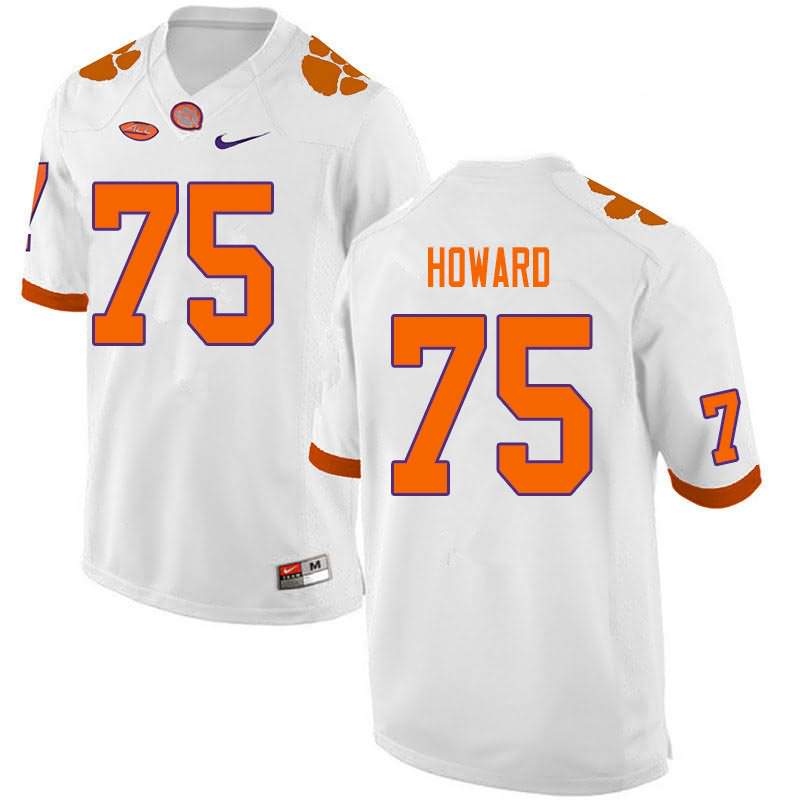 Men's Clemson Tigers Trent Howard #75 Colloge White NCAA Game Football Jersey Real CXJ14N1A