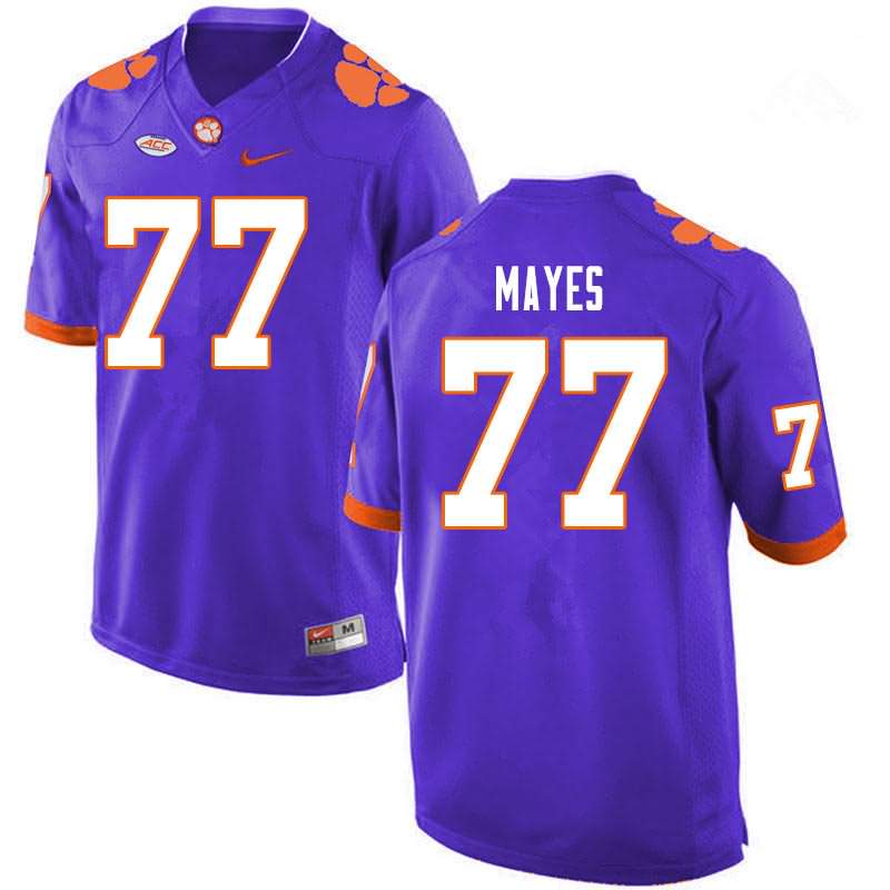 Men's Clemson Tigers Mitchell Mayes #77 Colloge Purple NCAA Game Football Jersey Check Out ZUD48N6T
