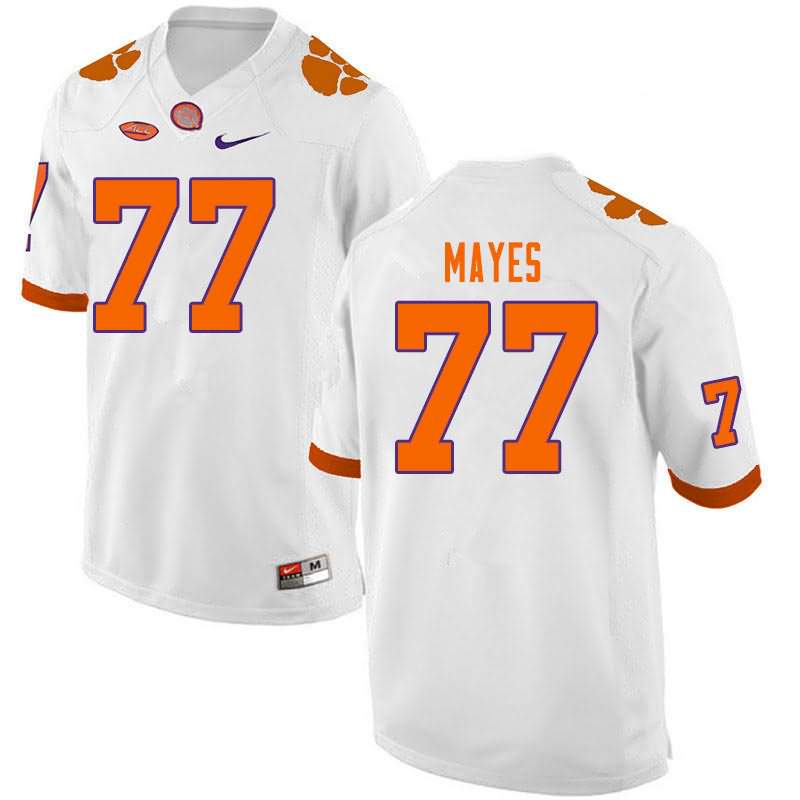 Men's Clemson Tigers Mitchell Mayes #77 Colloge White NCAA Game Football Jersey July WIZ14N5A