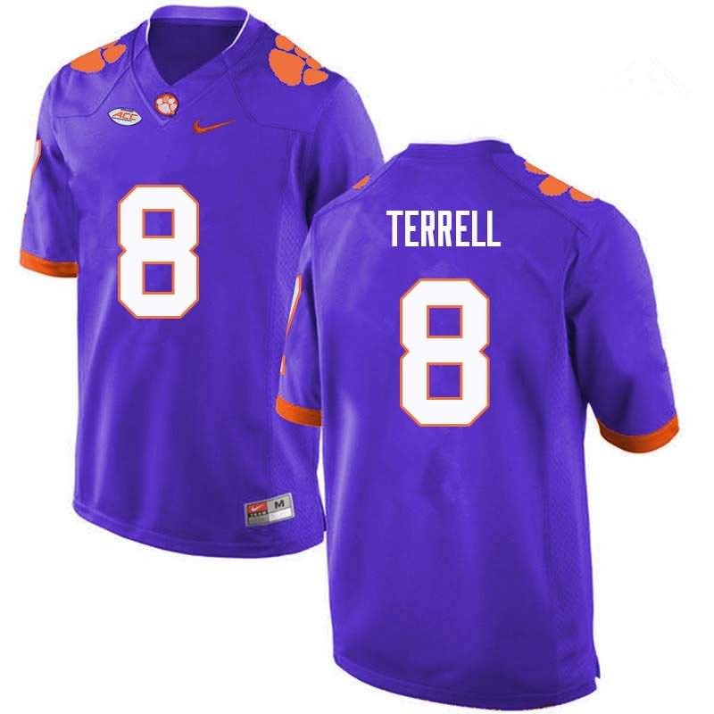 Men's Clemson Tigers A.J. Terrell #8 Colloge Purple NCAA Game Football Jersey Official WHG75N3K