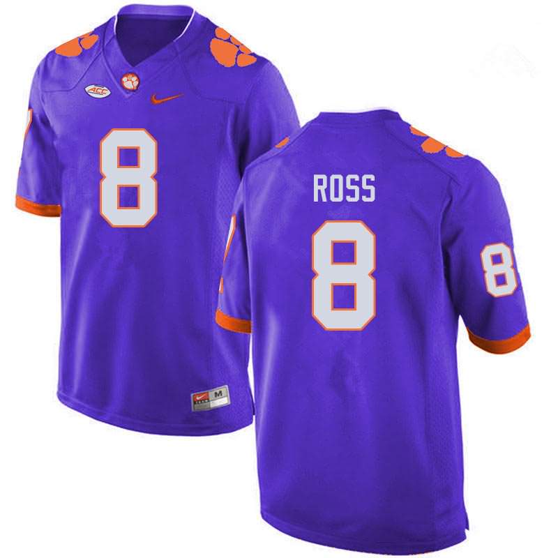 Men's Clemson Tigers Justyn Ross #8 Colloge Purple NCAA Game Football Jersey Style DTQ88N7Q