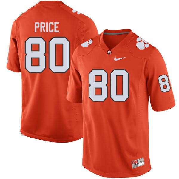 Men's Clemson Tigers Luke Price #80 Colloge Orange NCAA Game Football Jersey Limited UDS45N7S