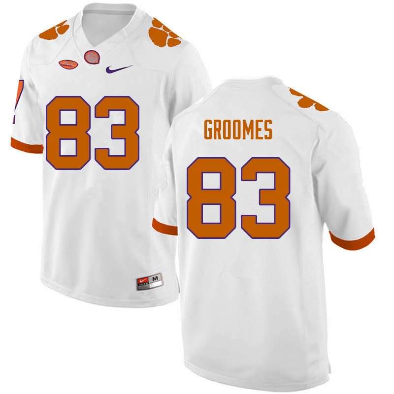 Men's Clemson Tigers Carter Groomes #83 Colloge White NCAA Elite Football Jersey Special RSW43N0H