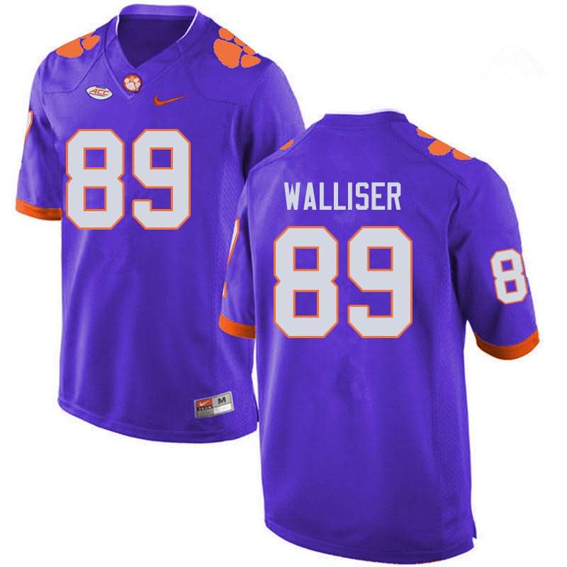 Men's Clemson Tigers Tristan Walliser #89 Colloge Purple NCAA Game Football Jersey Winter KSQ81N5V