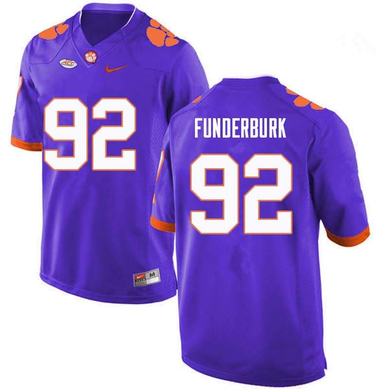 Men's Clemson Tigers Daniel Funderburk #92 Colloge Purple NCAA Elite Football Jersey High Quality GMU05N5L