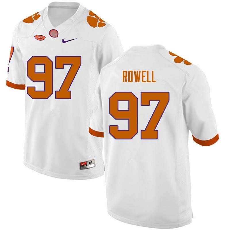 Men's Clemson Tigers Nick Rowell #97 Colloge White NCAA Game Football Jersey May MSV43N6G