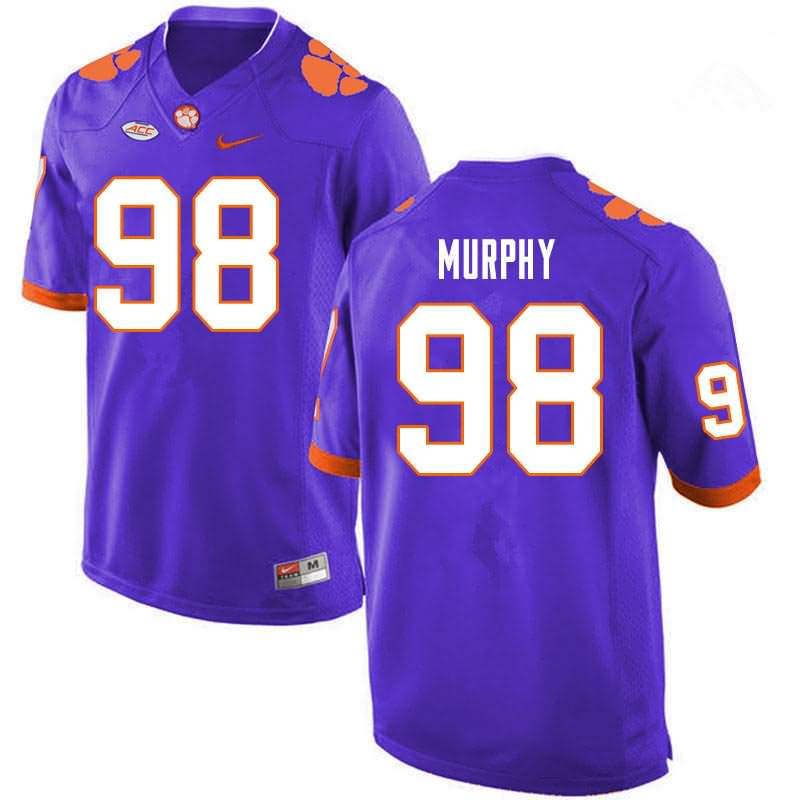 Men's Clemson Tigers Myles Murphy #98 Colloge Purple NCAA Game Football Jersey February TYD56N3C