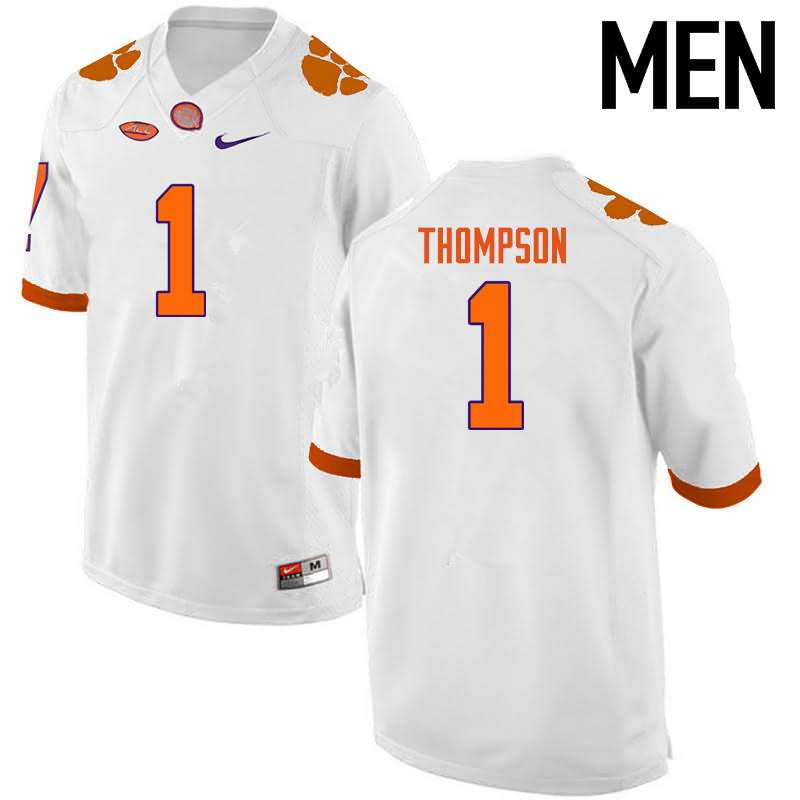 Men's Clemson Tigers Trevion Thompson #1 Colloge White NCAA Game Football Jersey New Release GMC01N0W
