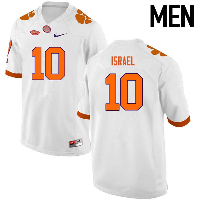 Men's Clemson Tigers Tucker Israel #10 Colloge White NCAA Game Football Jersey New Style DRN01N0C
