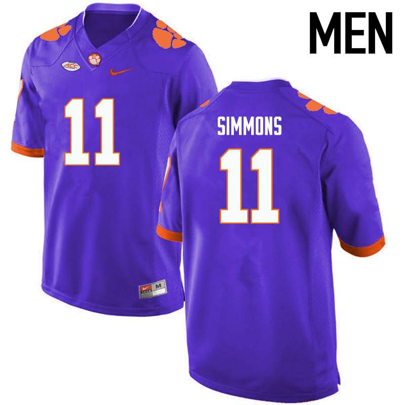 Men's Clemson Tigers Isaiah Simmons #11 Colloge Purple NCAA Game Football Jersey June SBD71N3D