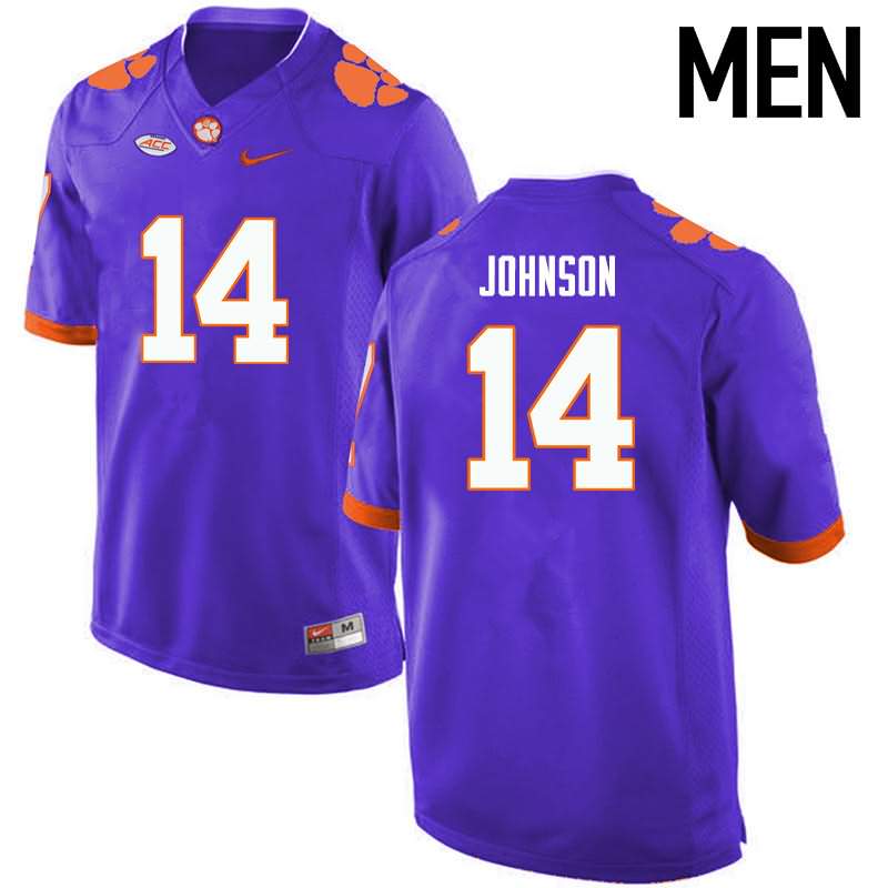 Men's Clemson Tigers Denzel Johnson #14 Colloge Purple NCAA Game Football Jersey Latest VXY48N5H