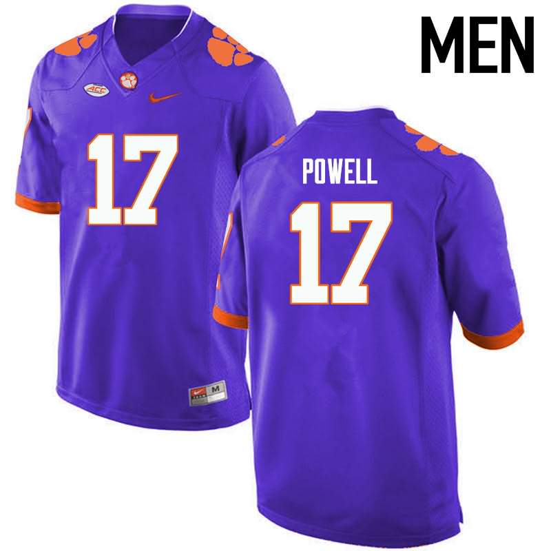 Men's Clemson Tigers Cornell Powell #17 Colloge Purple NCAA Game Football Jersey Pure BOW42N8I
