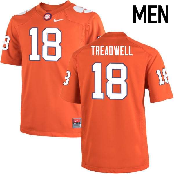 Men's Clemson Tigers David Treadwell #18 Colloge Orange NCAA Game Football Jersey Customer TBA31N8F
