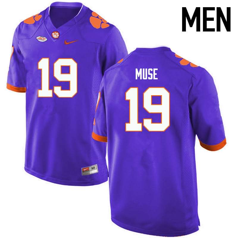 Men's Clemson Tigers Tanner Muse #19 Colloge Purple NCAA Game Football Jersey Breathable JQT33N0A