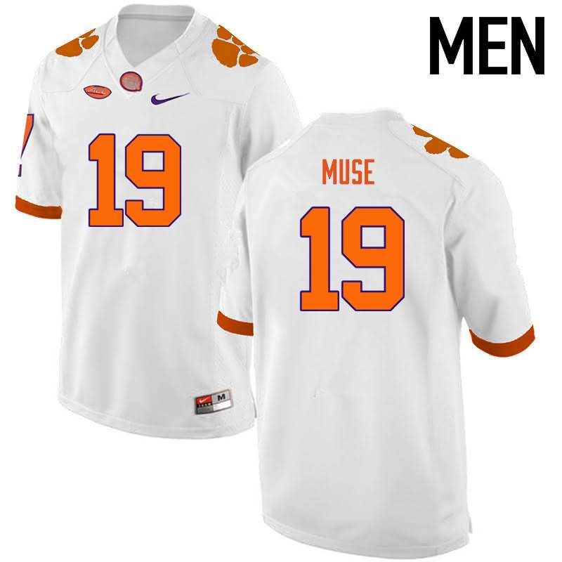 Men's Clemson Tigers Tanner Muse #19 Colloge White NCAA Game Football Jersey October SDX83N1M
