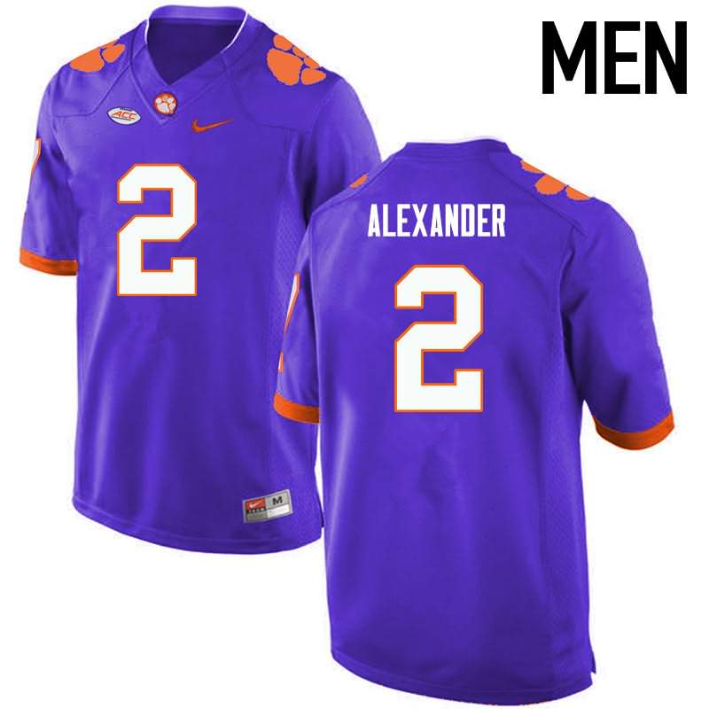 Men's Clemson Tigers Mackensie Alexander #2 Colloge Purple NCAA Game Football Jersey September CQS03N8I