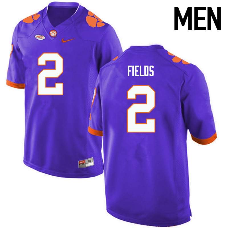 Men's Clemson Tigers Mark Fields #2 Colloge Purple NCAA Game Football Jersey Lifestyle PCN73N6J