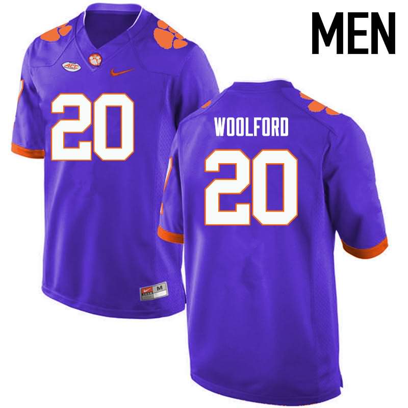 Men's Clemson Tigers Donnell Woolford #20 Colloge Purple NCAA Game Football Jersey Season LJN50N8Y