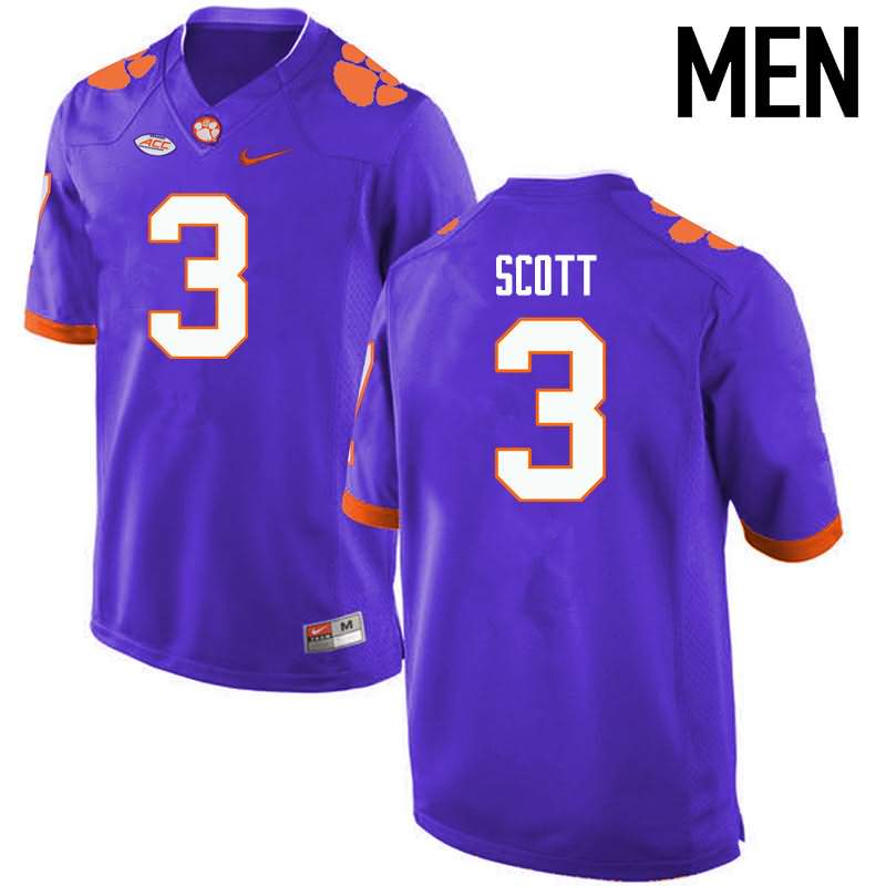 Men's Clemson Tigers Artavis Scott #3 Colloge Purple NCAA Elite Football Jersey Anti-slip MJM55N0U