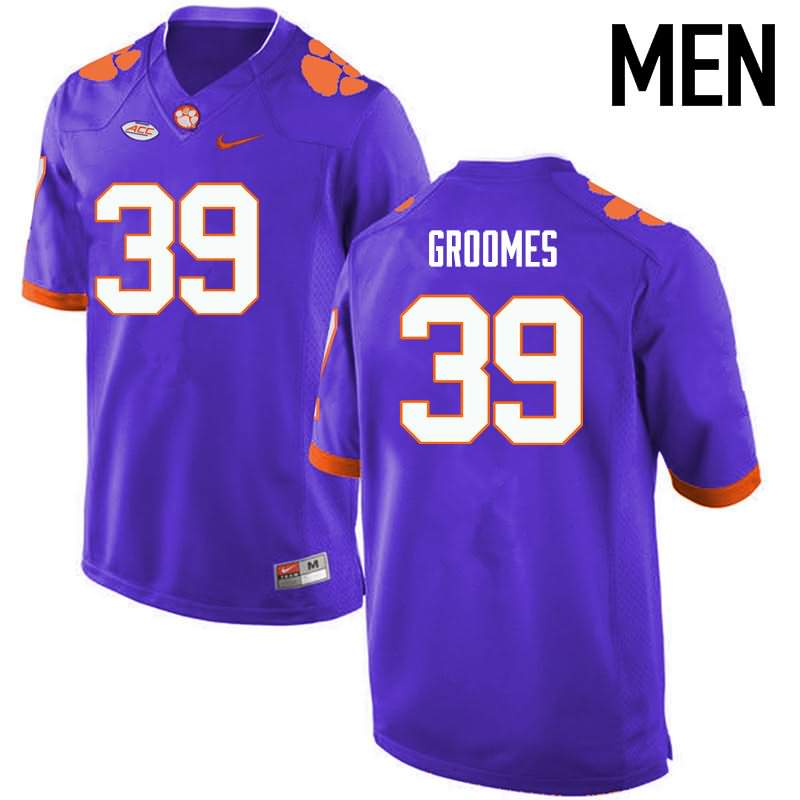 Men's Clemson Tigers Christian Groomes #39 Colloge Purple NCAA Game Football Jersey Latest XMF24N3H