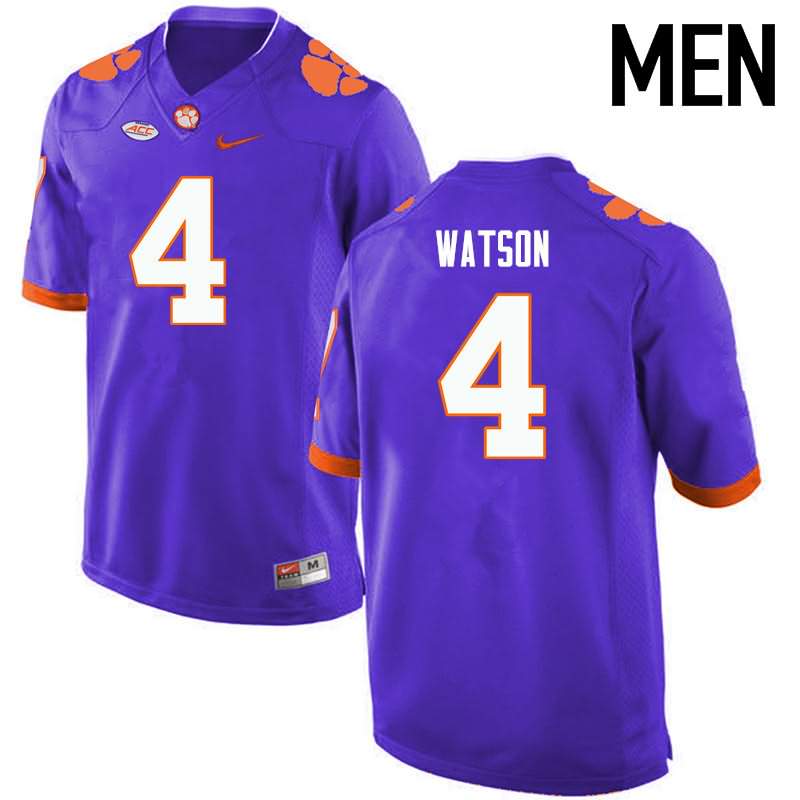 Men's Clemson Tigers Deshaun Watson #4 Colloge Purple NCAA Elite Football Jersey Winter ZGE75N0O
