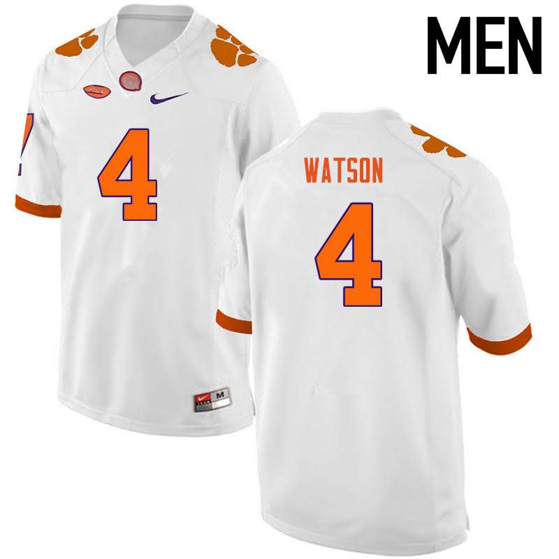 Men's Clemson Tigers Deshaun Watson #4 Colloge White NCAA Game Football Jersey Winter OHV03N4I