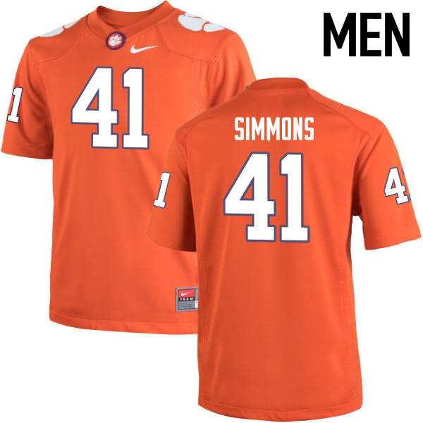 Men's Clemson Tigers Anthony Simmons #41 Colloge Orange NCAA Game Football Jersey Designated QSF14N5O