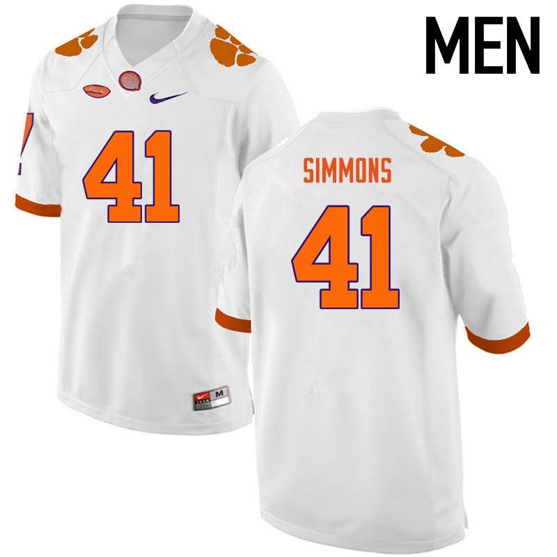 Men's Clemson Tigers Anthony Simmons #41 Colloge White NCAA Game Football Jersey Special HCK17N0P