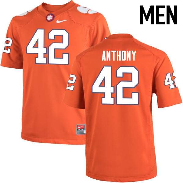 Men's Clemson Tigers Stephone Anthony #42 Colloge Orange NCAA Game Football Jersey Authentic MDA42N4Z