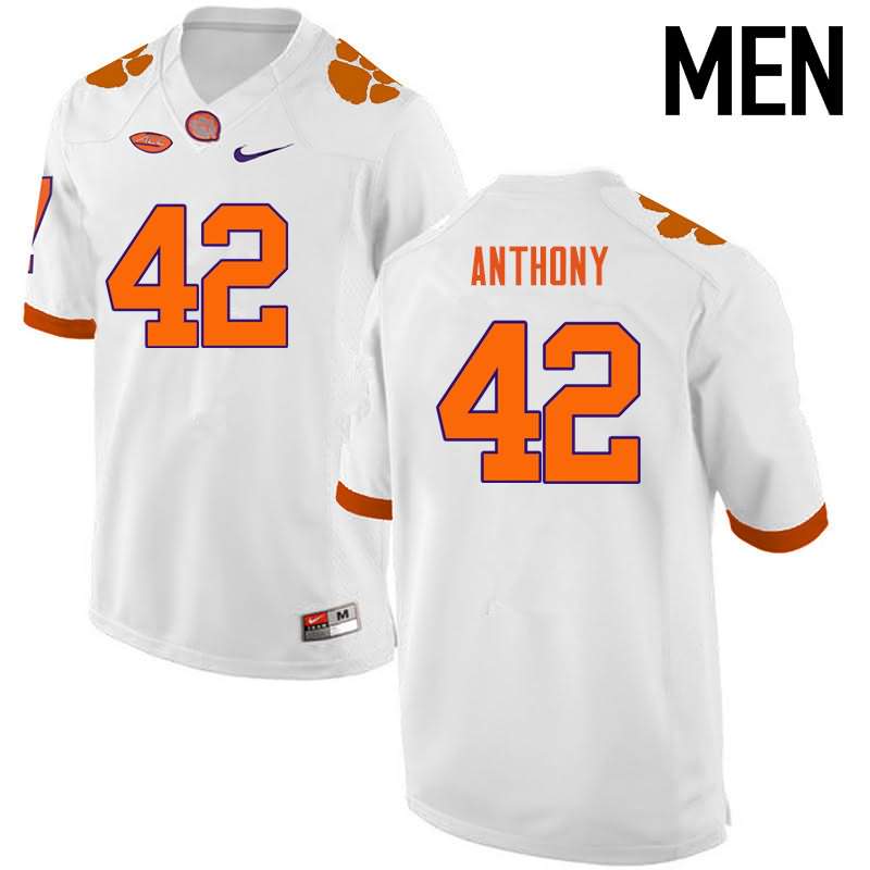 Men's Clemson Tigers Stephone Anthony #42 Colloge White NCAA Elite Football Jersey January UNG41N1M