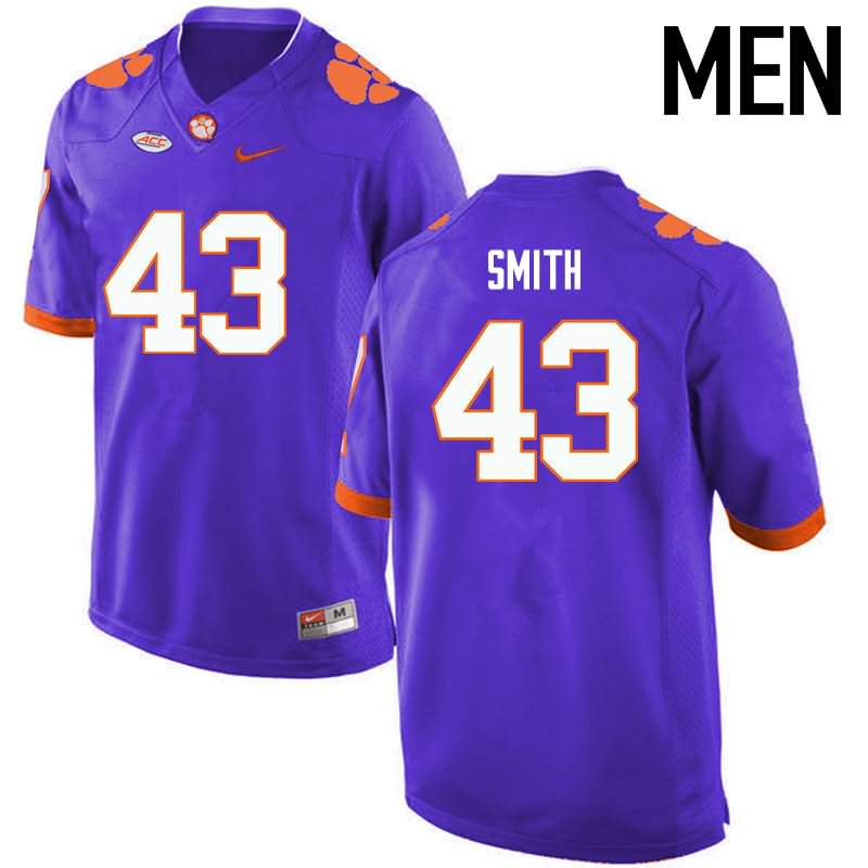 Men's Clemson Tigers Chad Smith #43 Colloge Purple NCAA Game Football Jersey For Fans BWU77N5Y