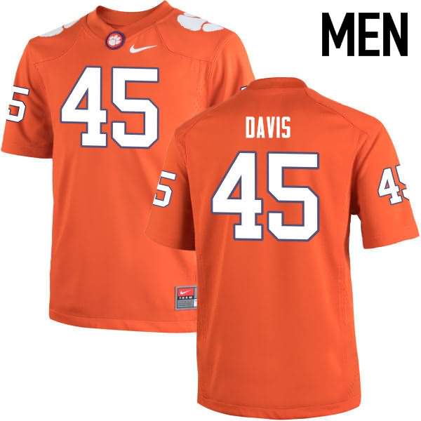 Men's Clemson Tigers Jeff Davis #45 Colloge Orange NCAA Elite Football Jersey Customer OPQ46N3L