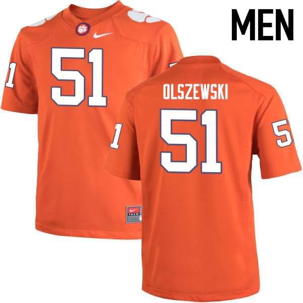 Men's Clemson Tigers Harry Olszewski #51 Colloge Orange NCAA Game Football Jersey Limited VCY15N3P
