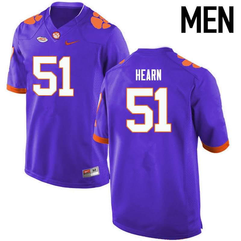 Men's Clemson Tigers Taylor Hearn #51 Colloge Purple NCAA Game Football Jersey Increasing USQ55N6P