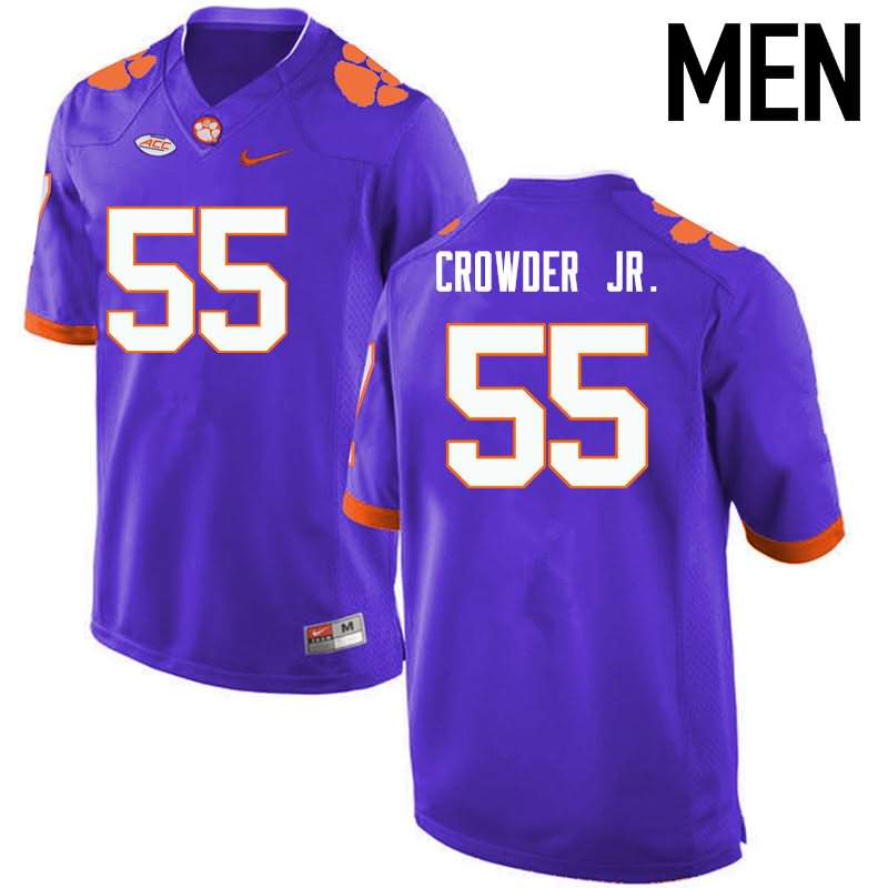 Men's Clemson Tigers Tyrone Crowder Jr. #55 Colloge Purple NCAA Game Football Jersey Cheap DEG87N2R