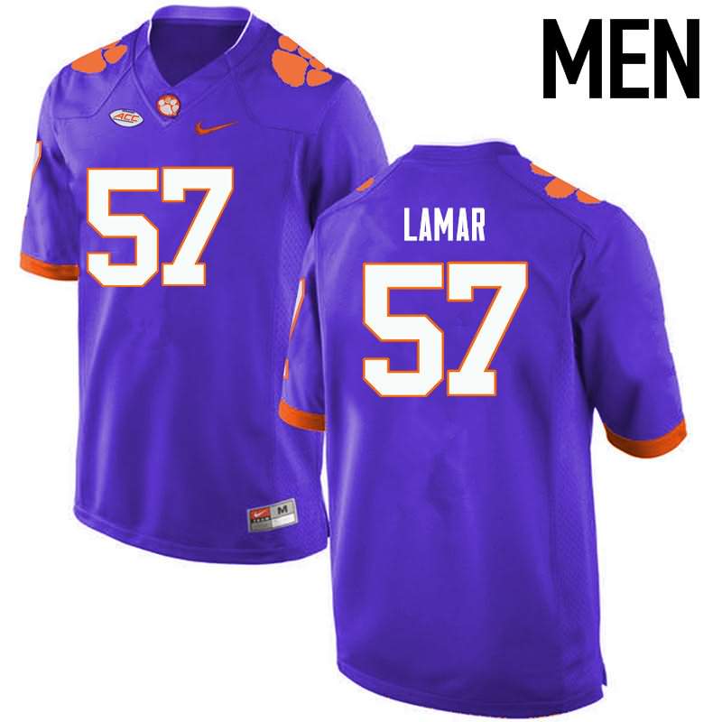 Men's Clemson Tigers Tre Lamar #57 Colloge Purple NCAA Elite Football Jersey January GGD05N2Z