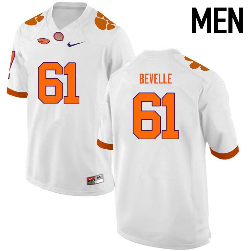 Men's Clemson Tigers Kaleb Bevelle #61 Colloge White NCAA Elite Football Jersey August KII13N6M