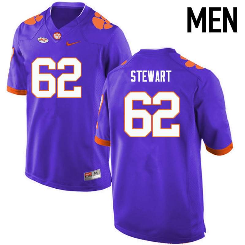 Men's Clemson Tigers Cade Stewart #62 Colloge Purple NCAA Game Football Jersey August LWY74N0U