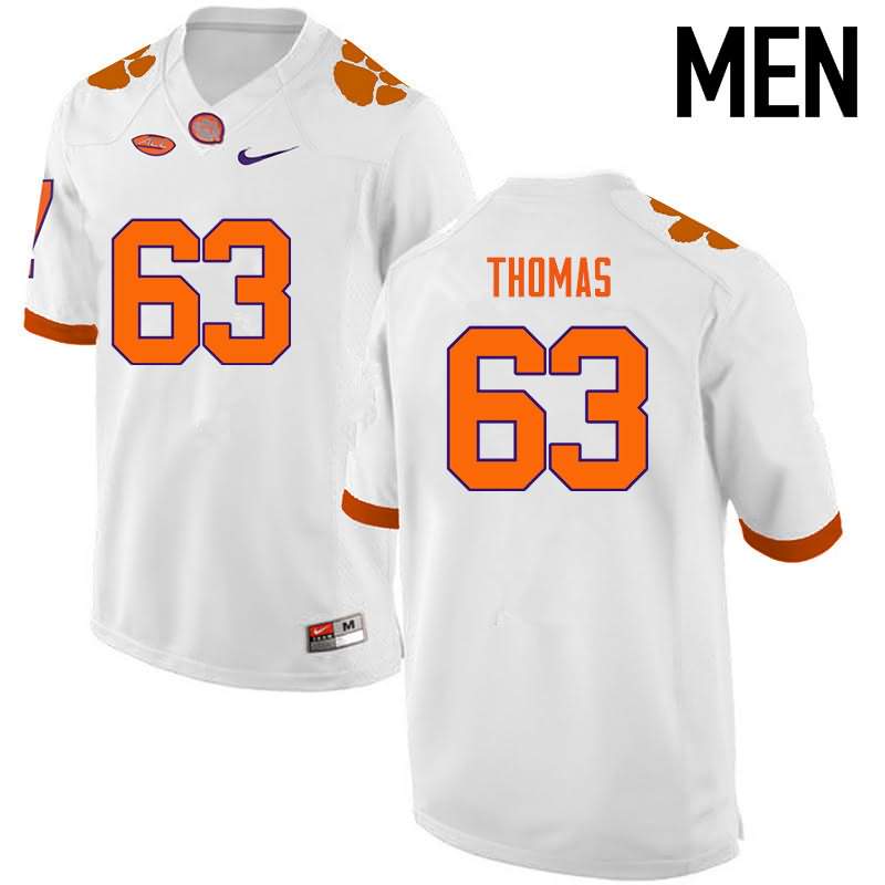 Men's Clemson Tigers Brandon Thomas #63 Colloge White NCAA Game Football Jersey Copuon TQM40N1N