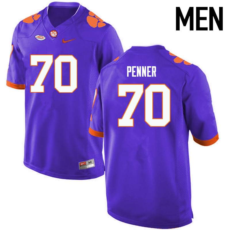 Men's Clemson Tigers Seth Penner #70 Colloge Purple NCAA Game Football Jersey Damping CLH06N6Q