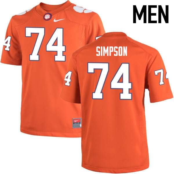 Men's Clemson Tigers John Simpson #74 Colloge Orange NCAA Elite Football Jersey Customer DIQ74N6K