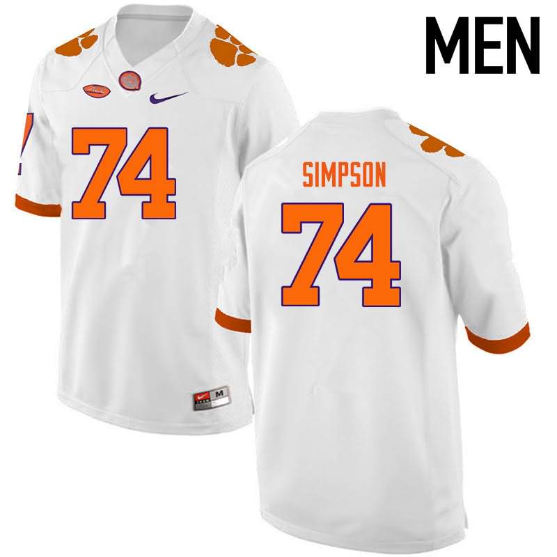 Men's Clemson Tigers John Simpson #74 Colloge White NCAA Game Football Jersey New Style BPW71N6Z