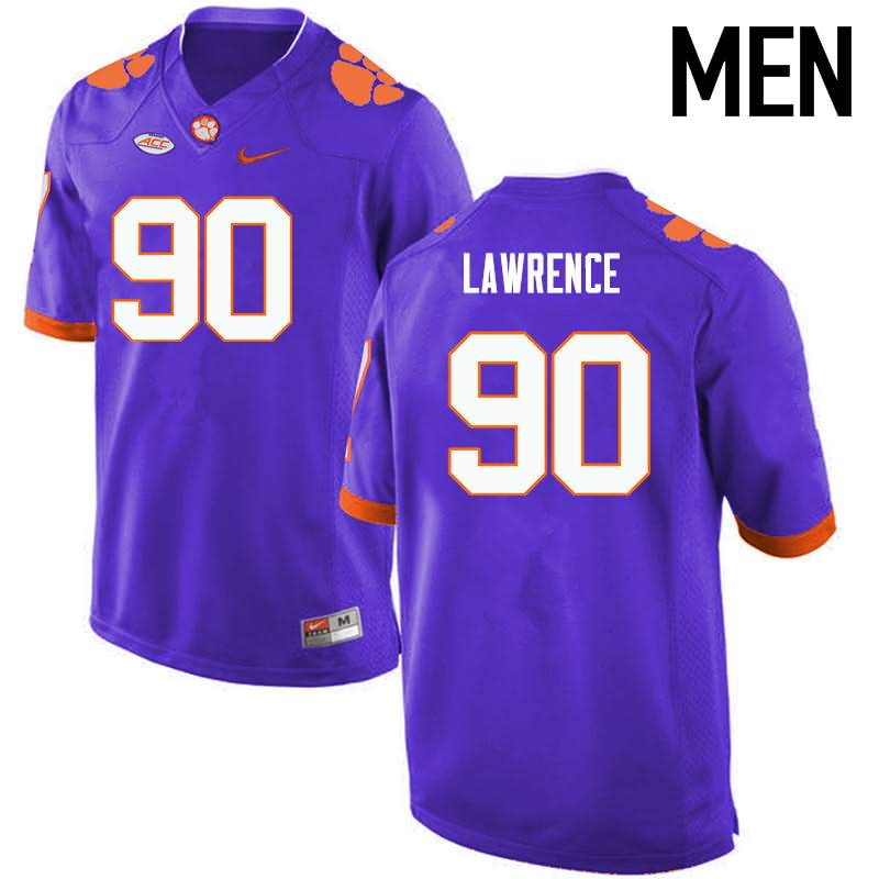 Men's Clemson Tigers Dexter Lawrence #90 Colloge Purple NCAA Game Football Jersey January TMS57N2B