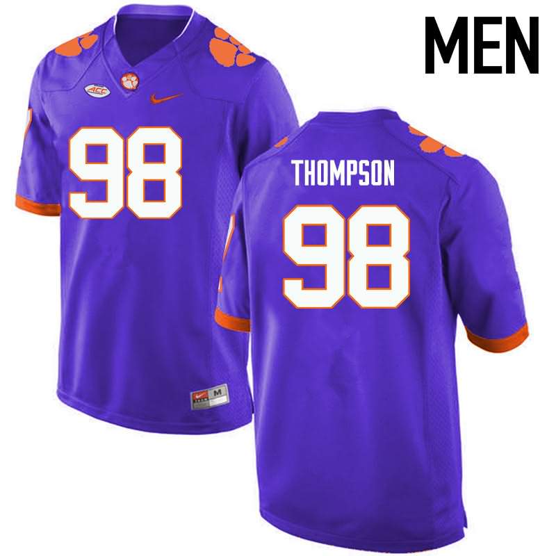 Men's Clemson Tigers Brandon Thompson #98 Colloge Purple NCAA Elite Football Jersey Freeshipping ERV23N7C