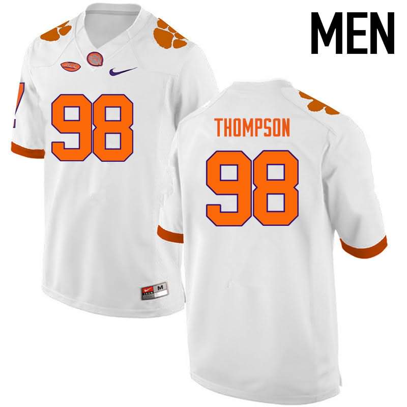 Men's Clemson Tigers Brandon Thompson #98 Colloge White NCAA Game Football Jersey November YWQ58N8S
