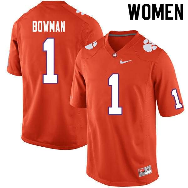 Women's Clemson Tigers Demarkcus Bowman #1 Colloge Orange NCAA Game Football Jersey Authentic QVO52N2U