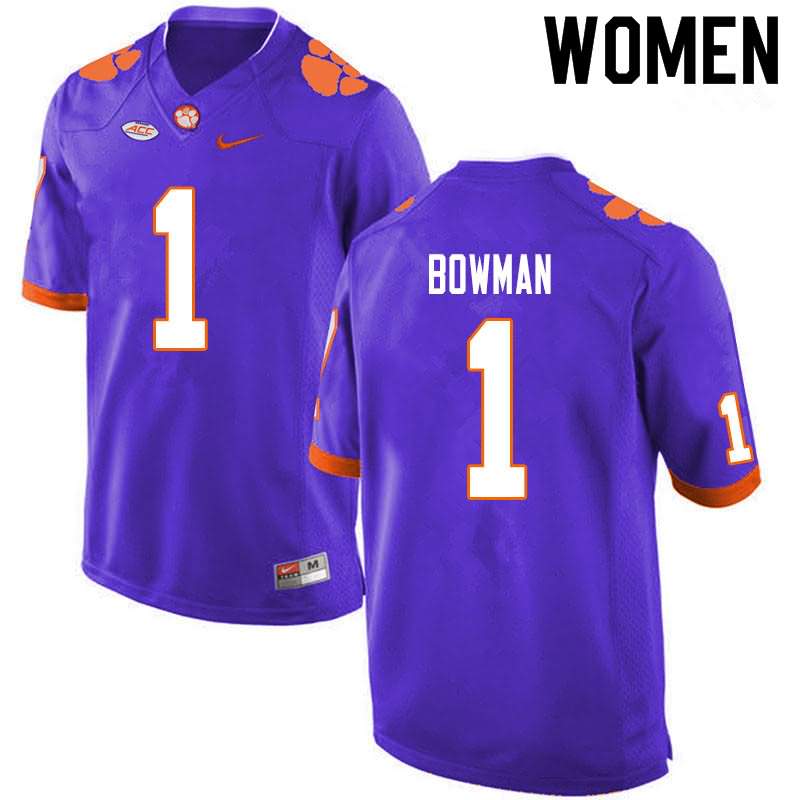 Women's Clemson Tigers Demarkcus Bowman #1 Colloge Purple NCAA Elite Football Jersey Stock WSC11N1Y