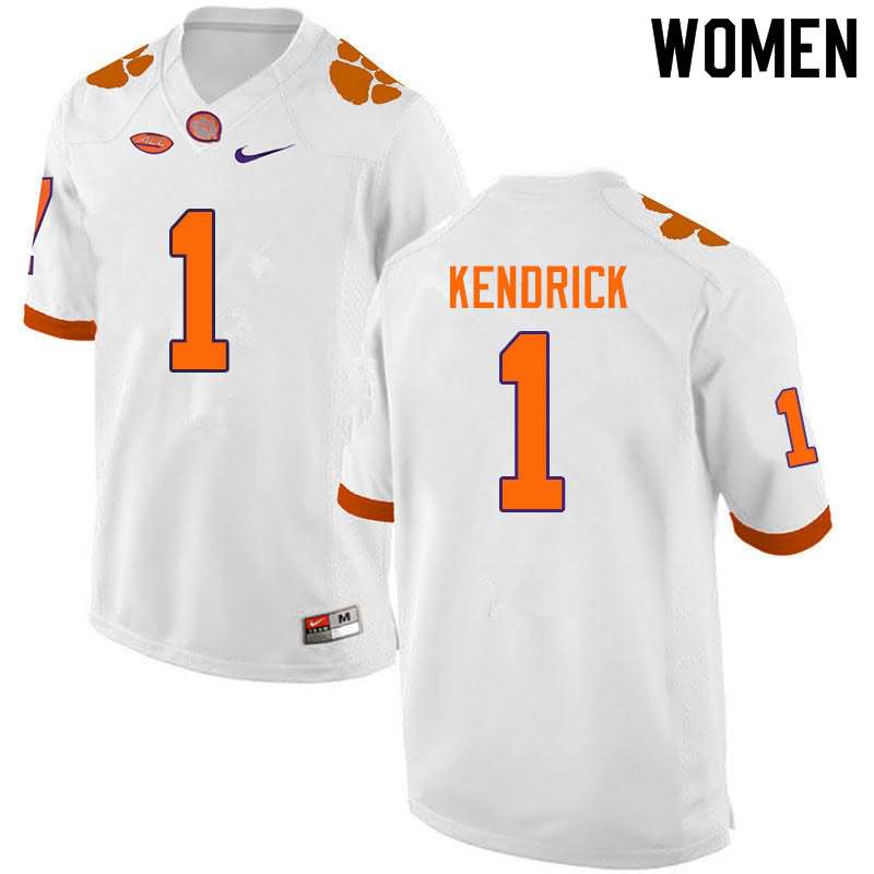 Women's Clemson Tigers Derion Kendrick #1 Colloge White NCAA Game Football Jersey January CTM12N5Y