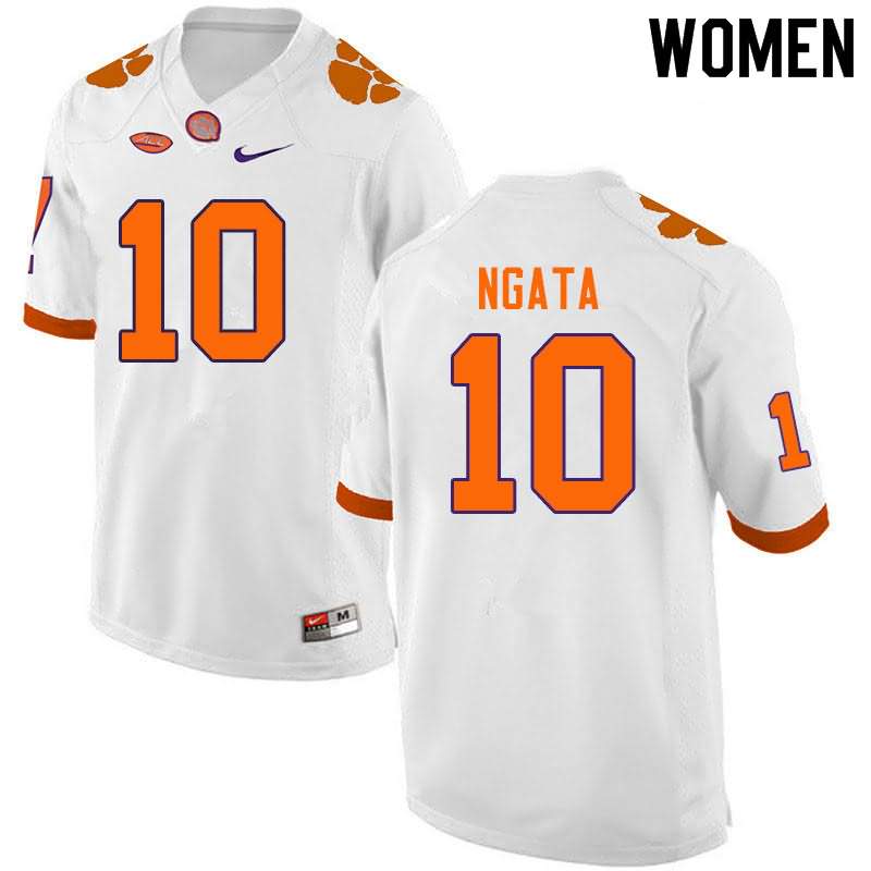 Women's Clemson Tigers Joseph Ngata #10 Colloge White NCAA Game Football Jersey Official RGD27N4S