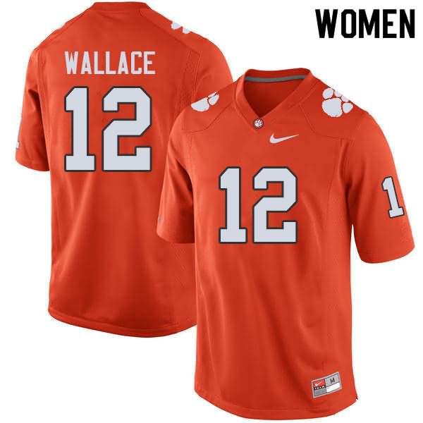 Women's Clemson Tigers K'Von Wallace #12 Colloge Orange NCAA Game Football Jersey Freeshipping EEU85N3V